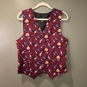 Vintage The Museum Company Men's Suit Vest Size S 100% Silk Abstract Print‎